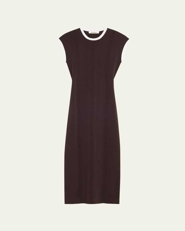 Rhyme Belted Pointelle Knit Midi Dress